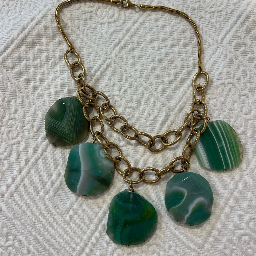 Anthropologie Green Stone Statement Necklace